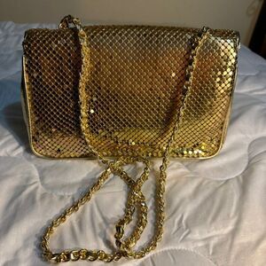 Gold flashy cross body purse
